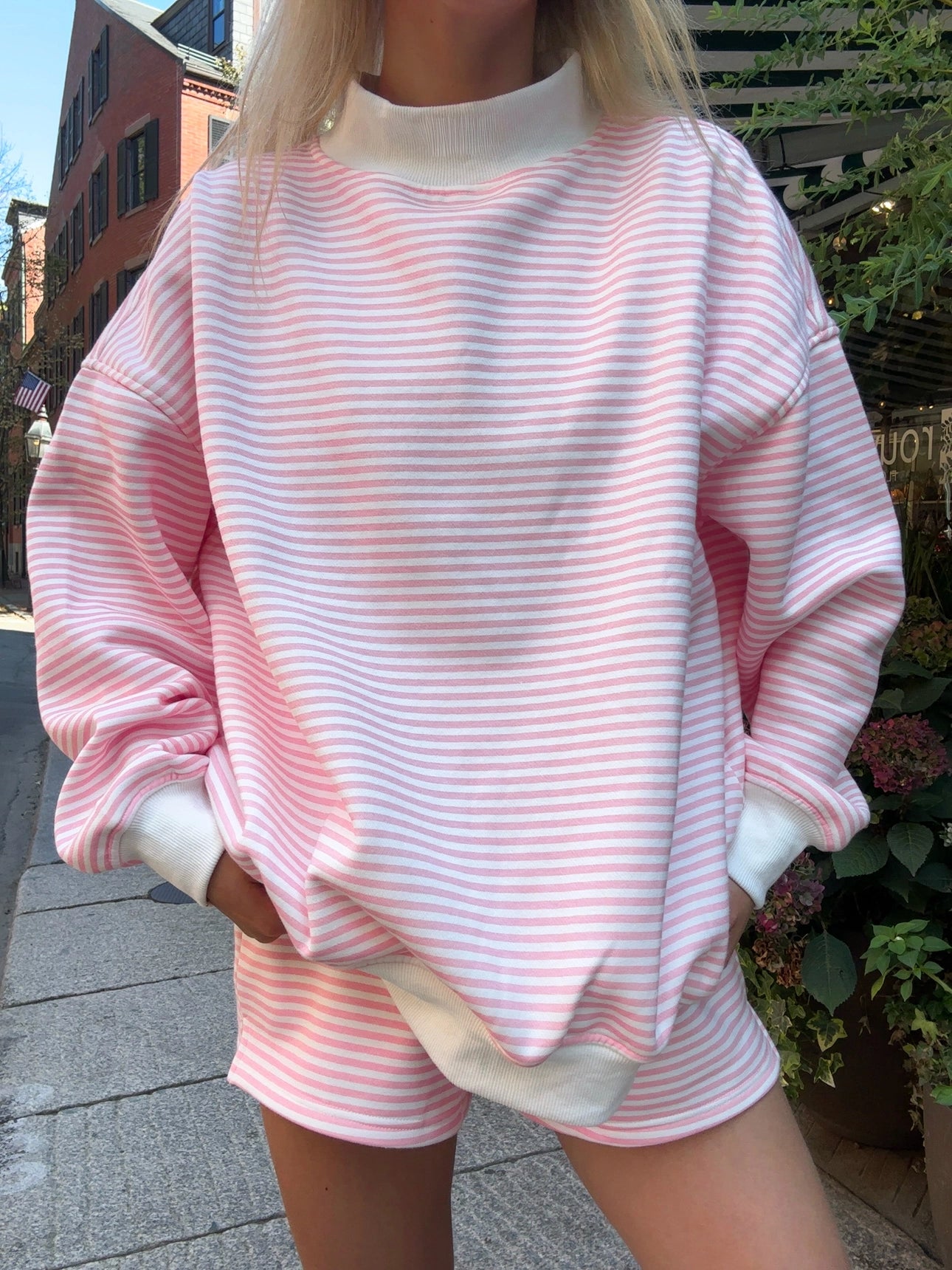 Rosaline Stripe Mockneck - Pink