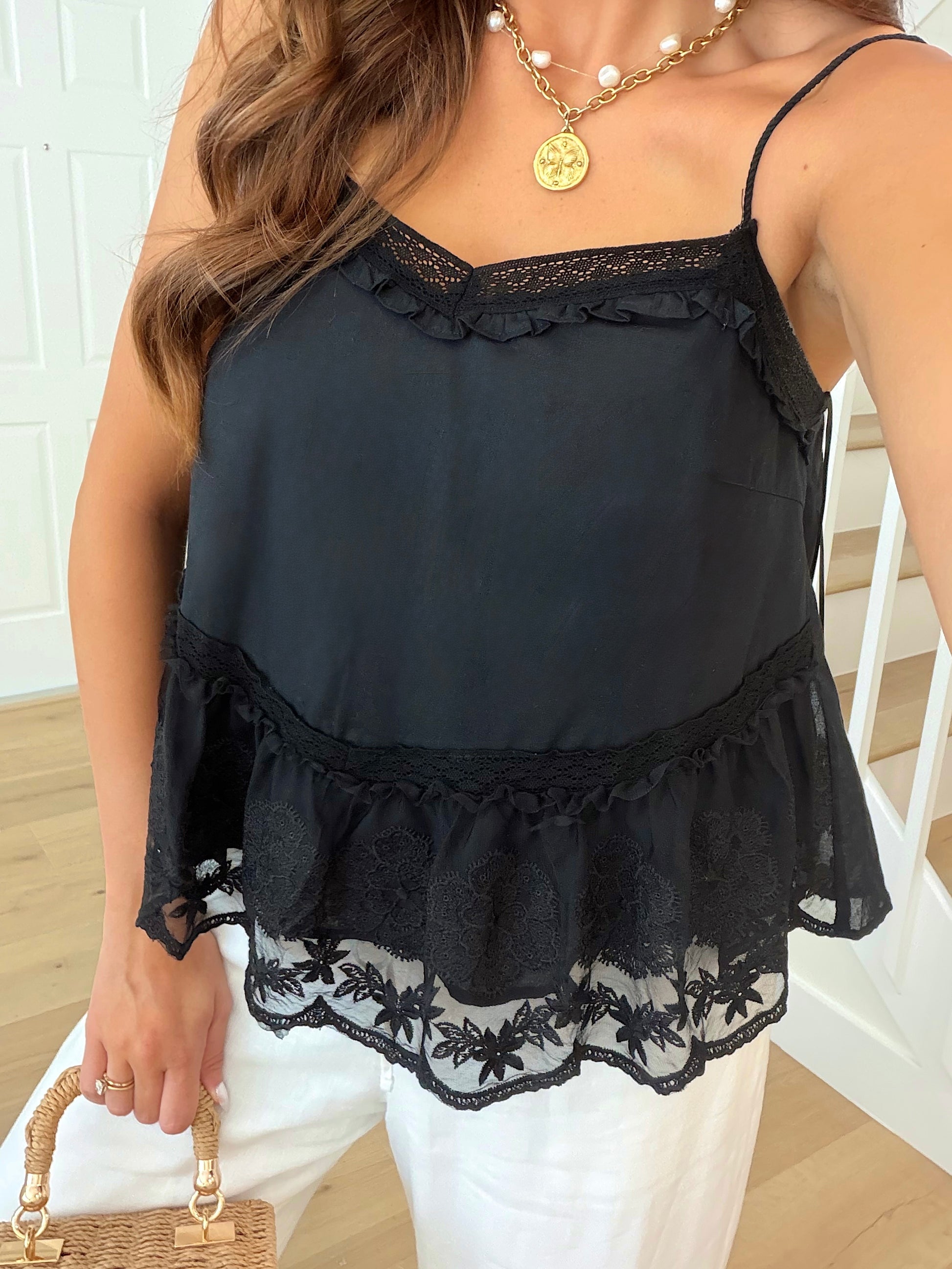 Darcy Lace Tank - Black
