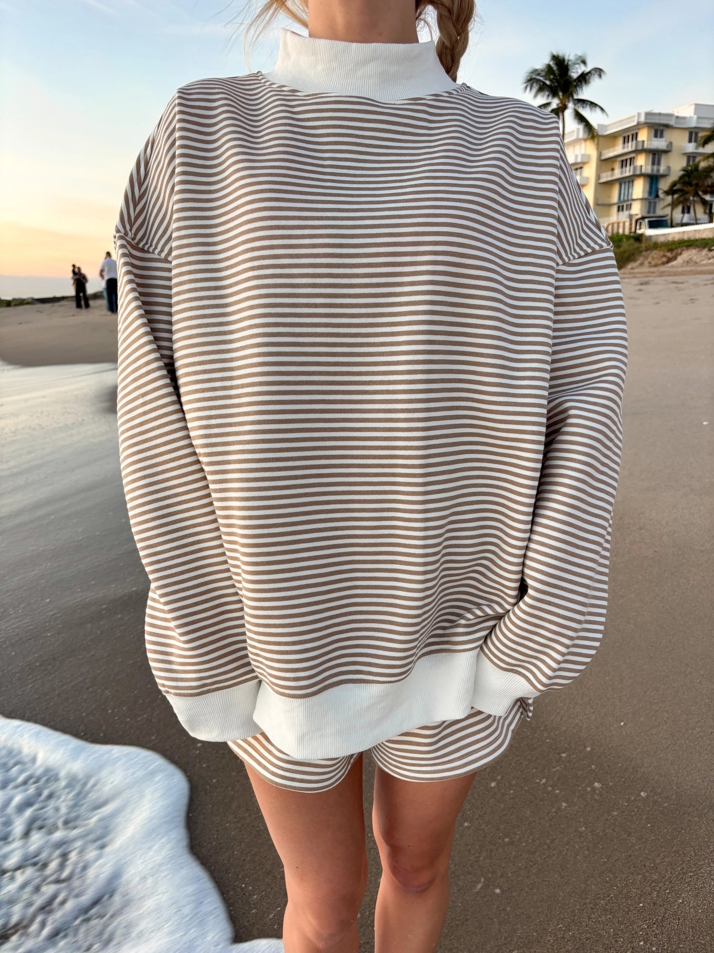 Rosaline Stripe Mockneck - Brown