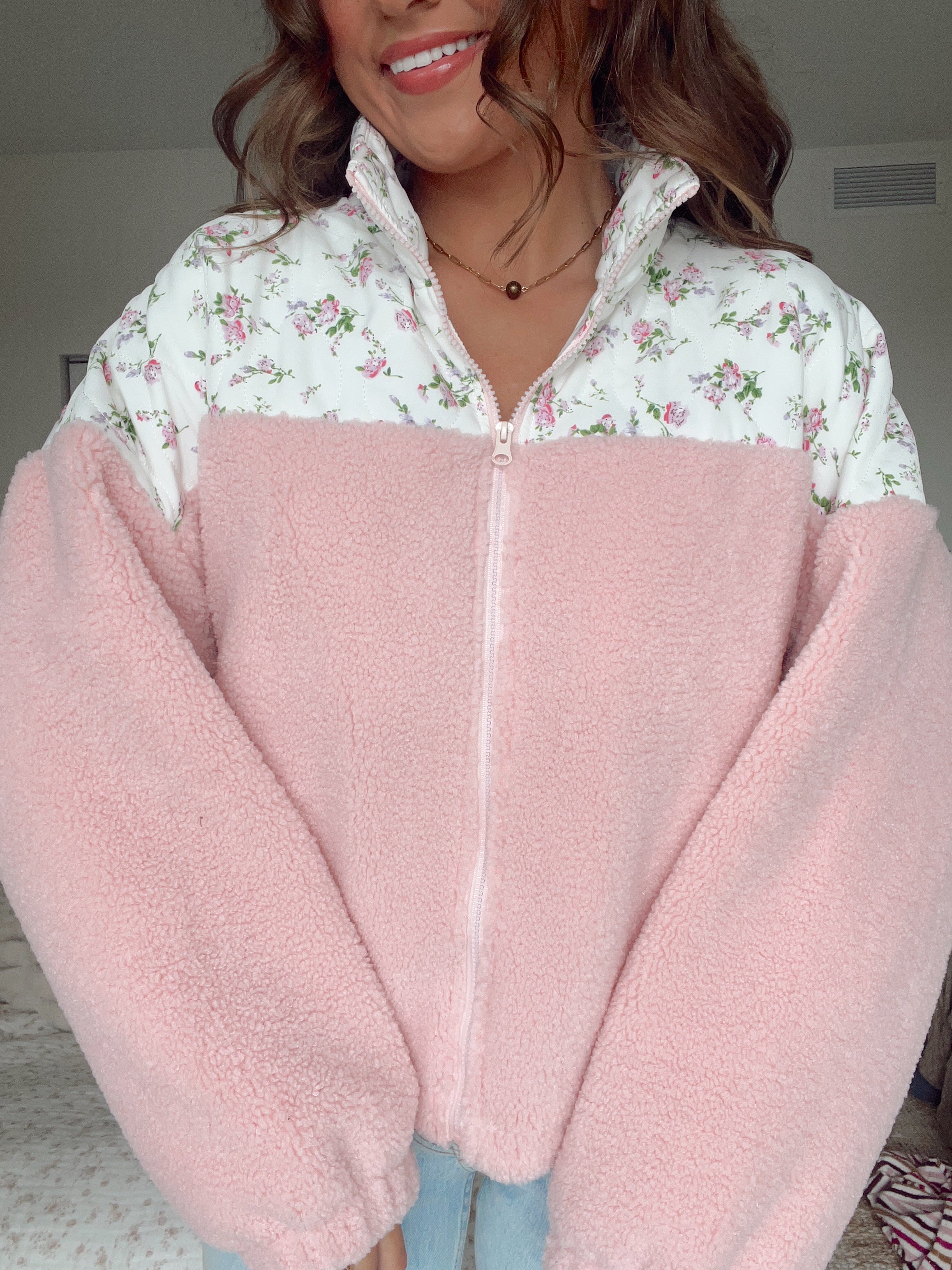 So This Is Love Sherpa Jacket - Blush