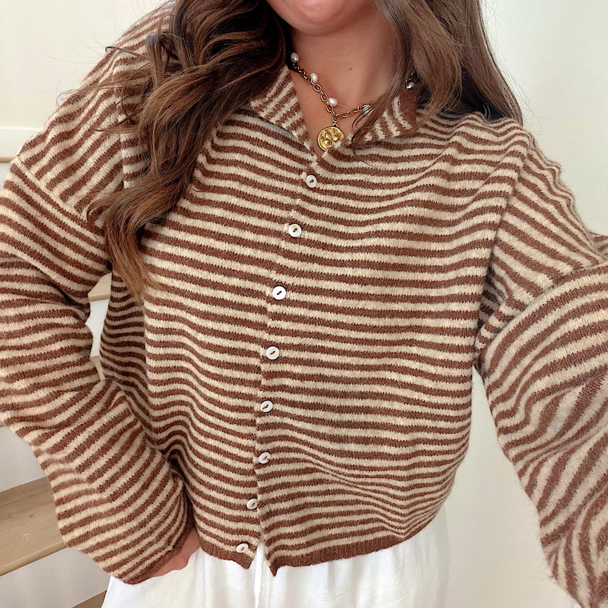 Church Girl Knit - Espresso Stripe