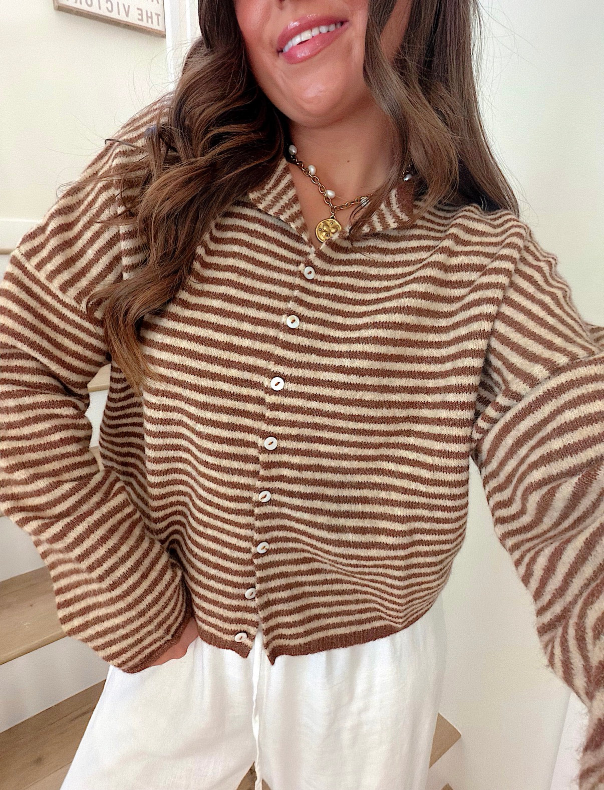 Church Girl Knit - Espresso Stripe