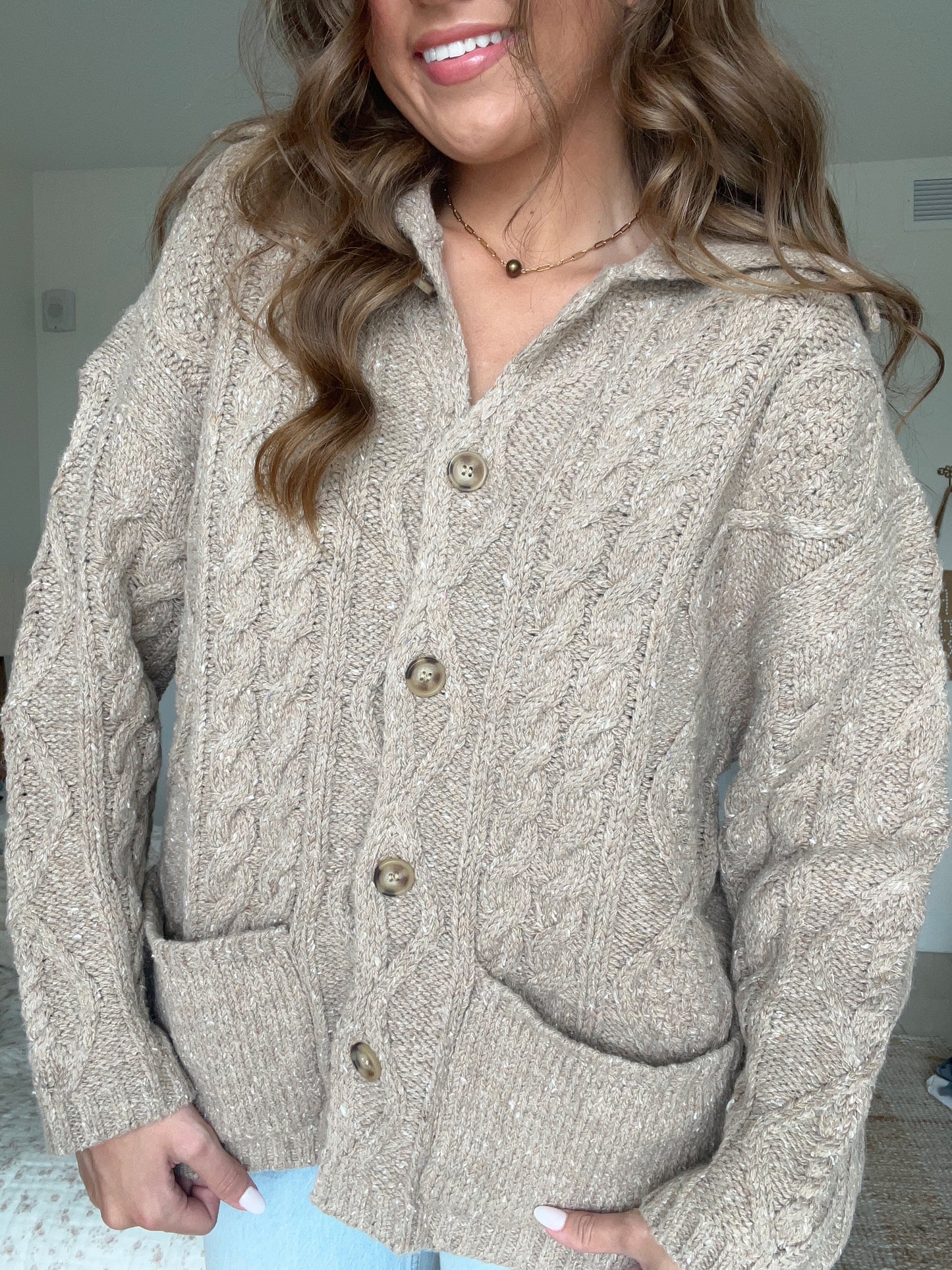 RENNA CHUNKY CARDGIAN - ESPRESSO