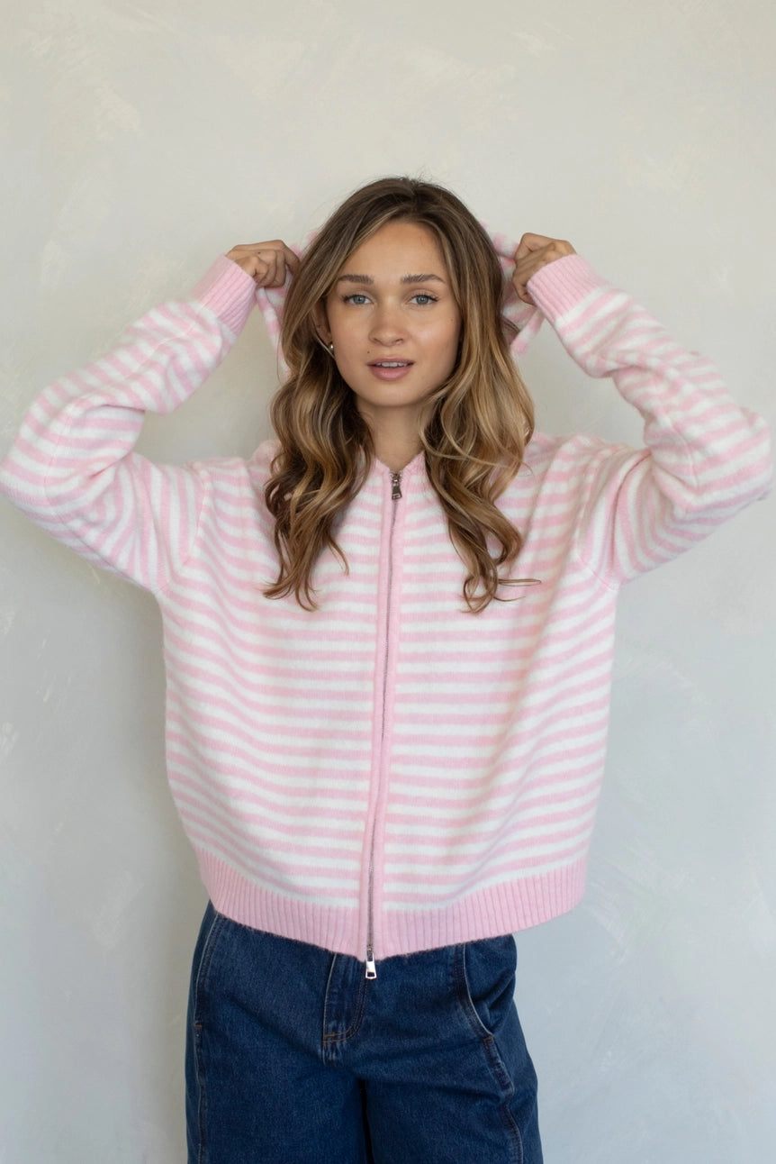 Strawberry Stripe Zip Up