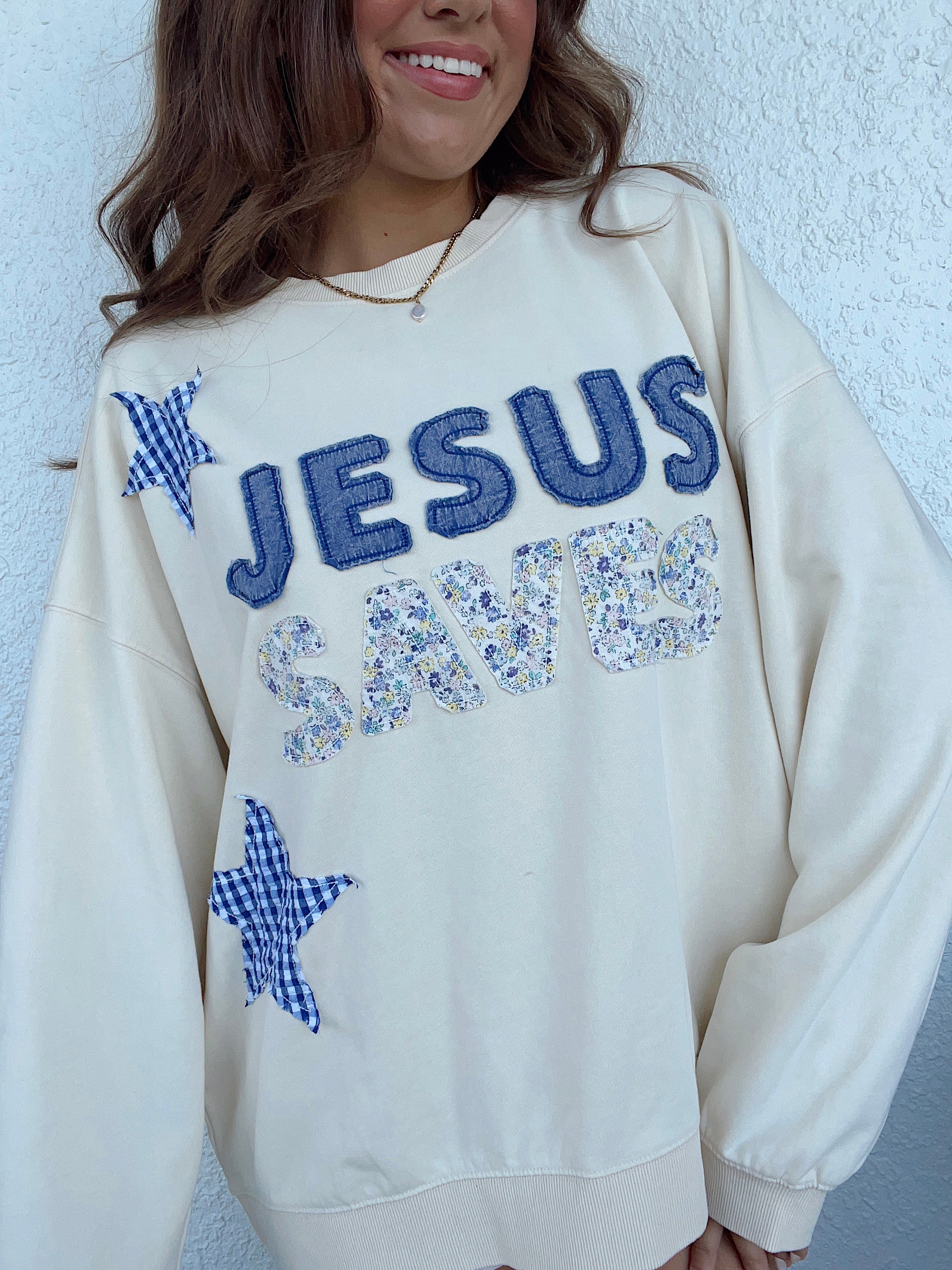 Jesus Saves Crew - Blue