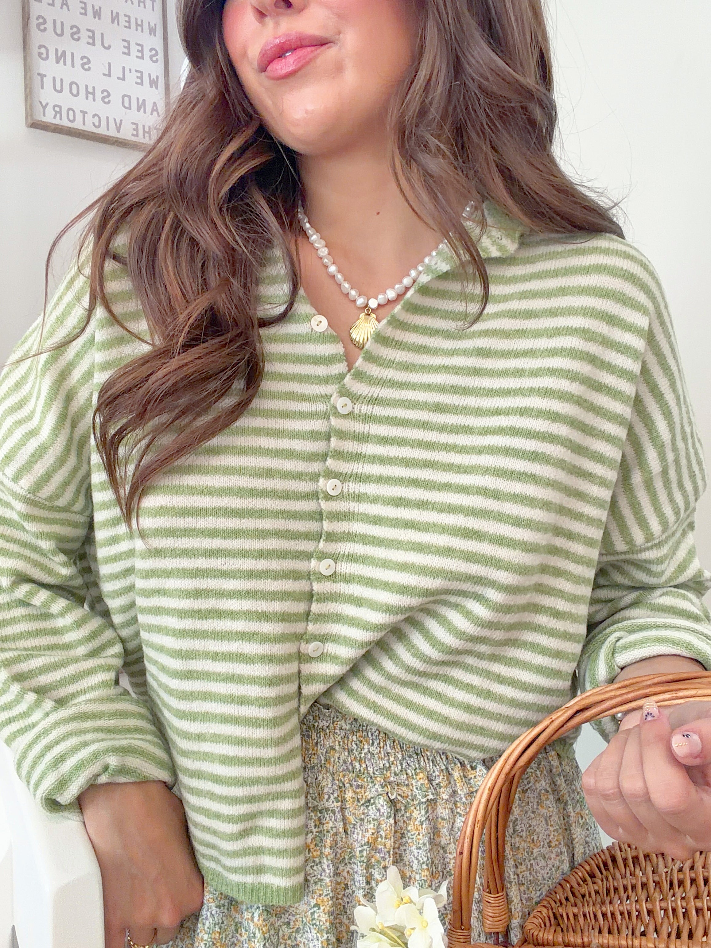 Church Girl Knit - Matcha Stripe