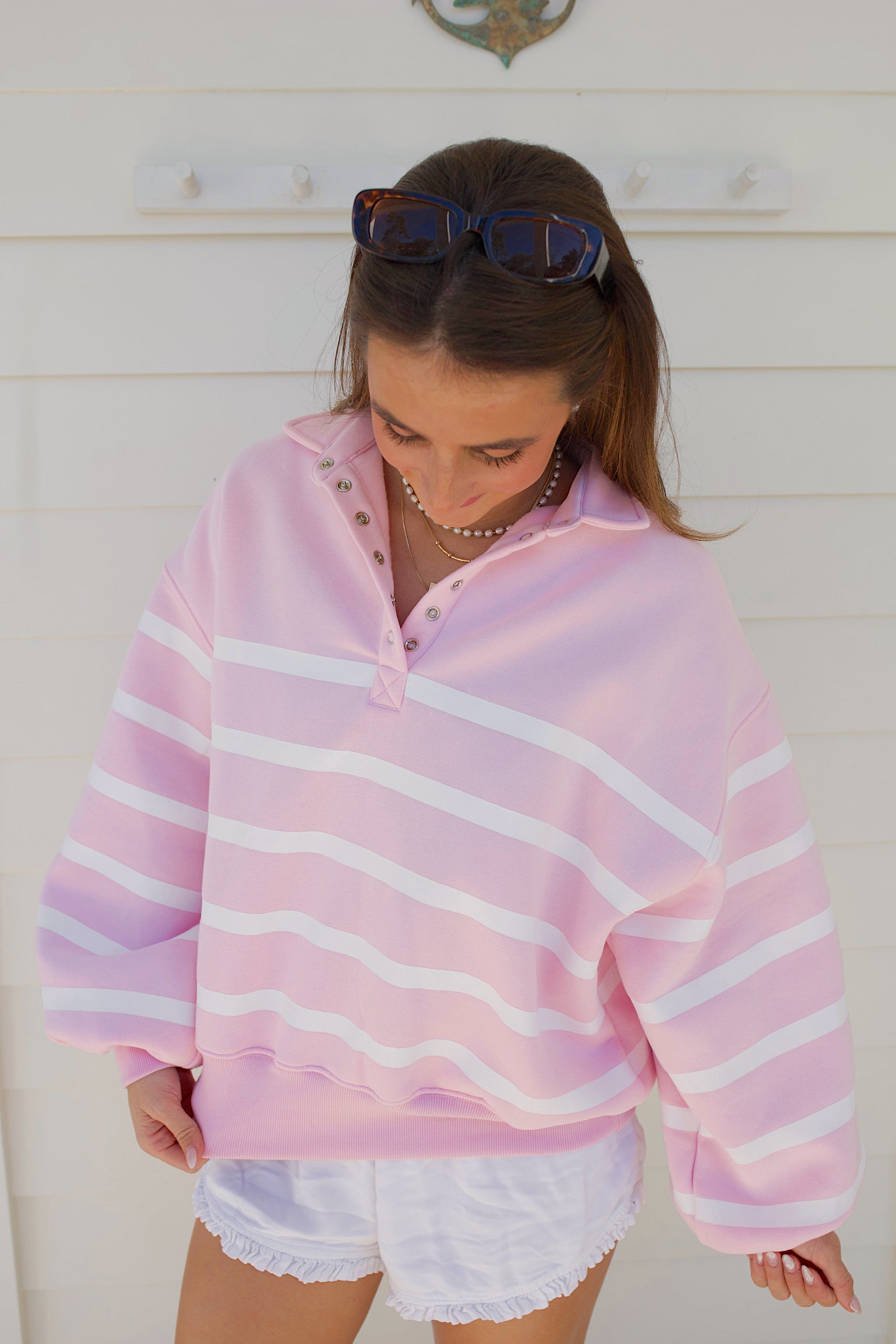 Preppy Pink Stripe Pullover