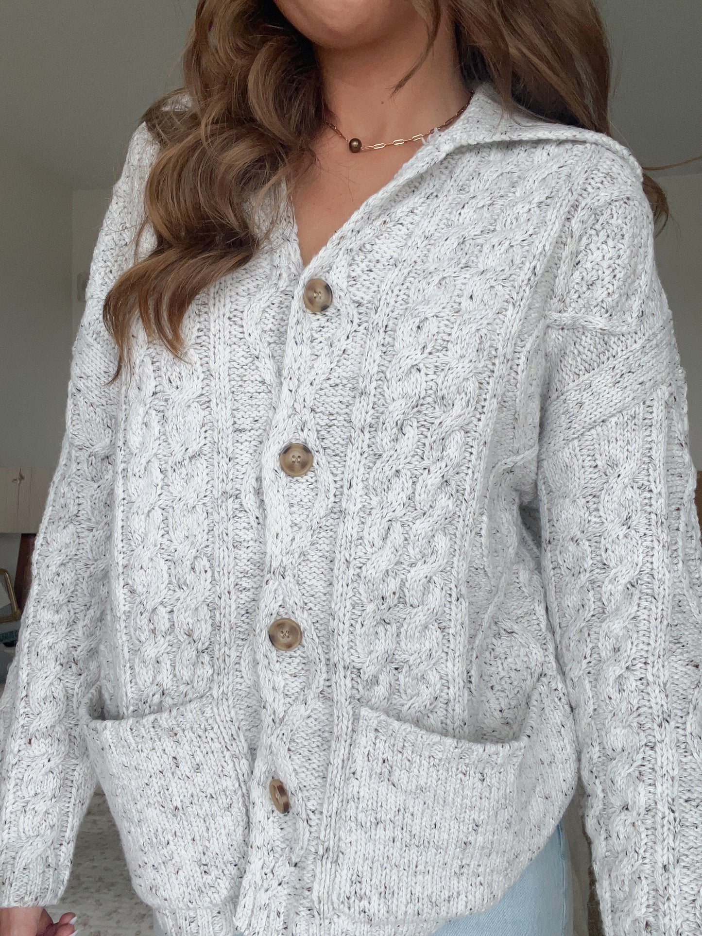 RENNA CHUNKY CARDIGAN - OAT