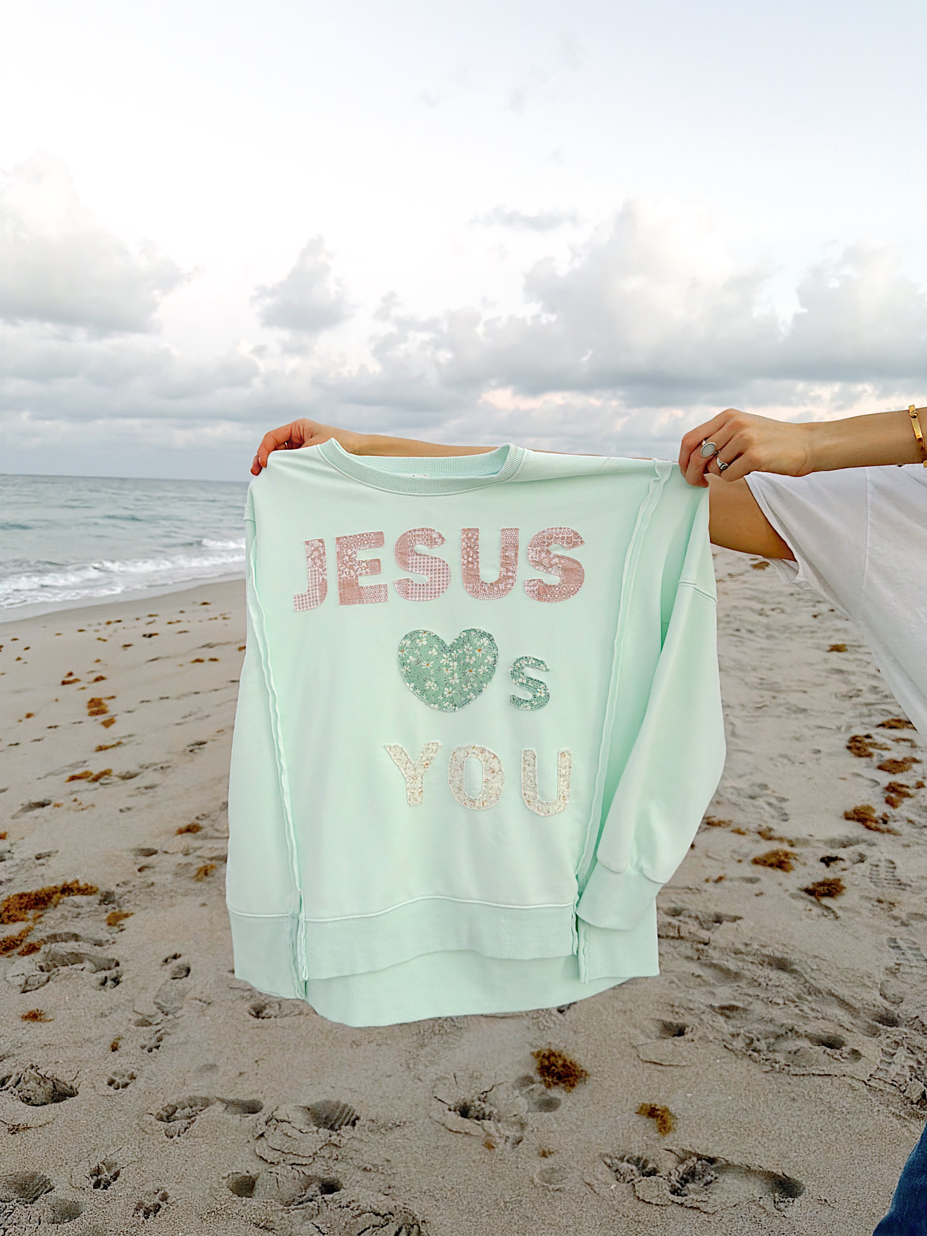 Jesus Loves You Crew - Teal