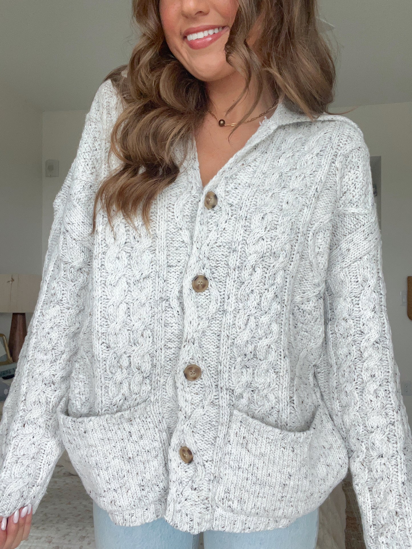 RENNA CHUNKY CARDIGAN - OAT