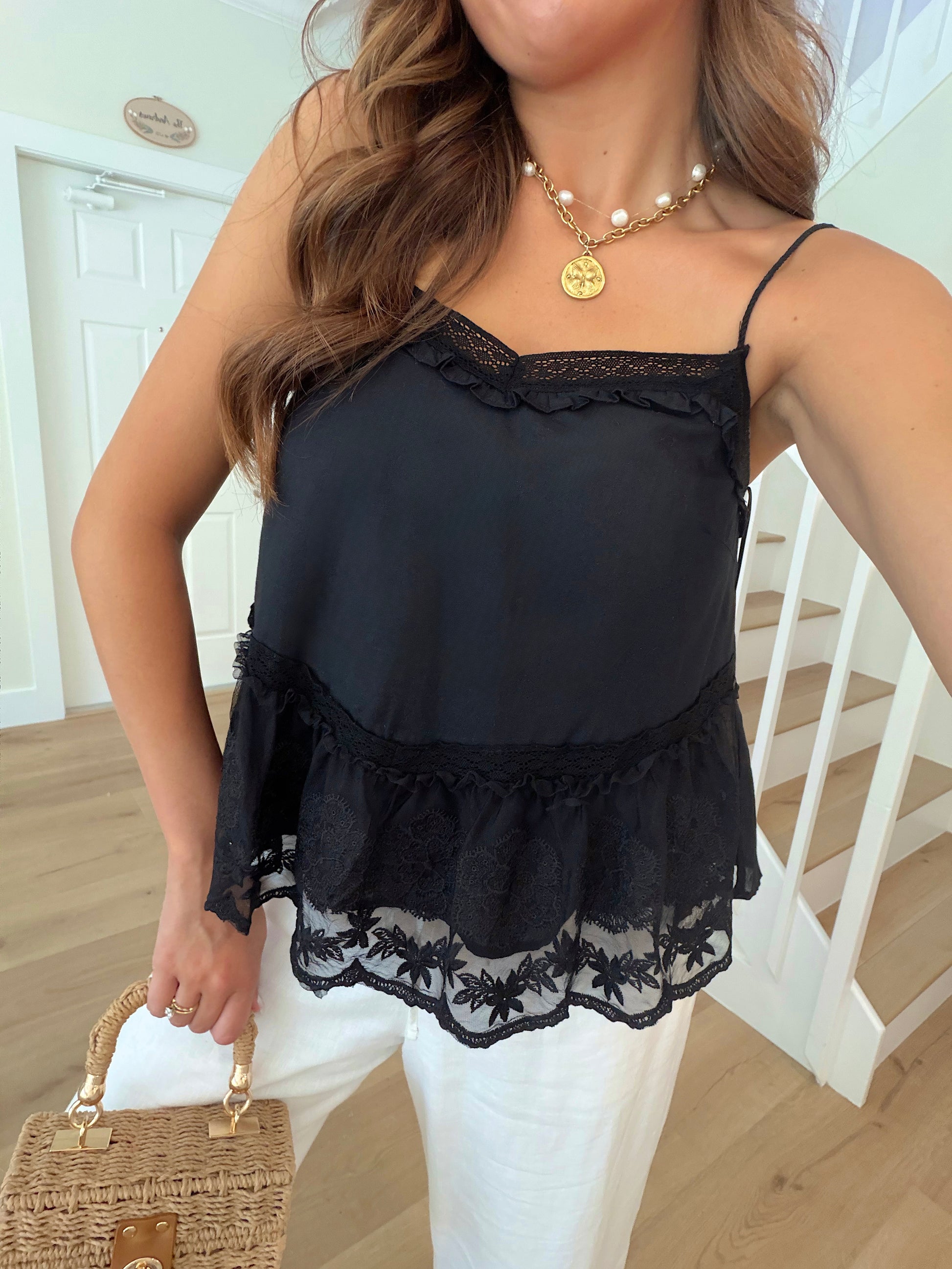 Darcy Lace Tank - Black