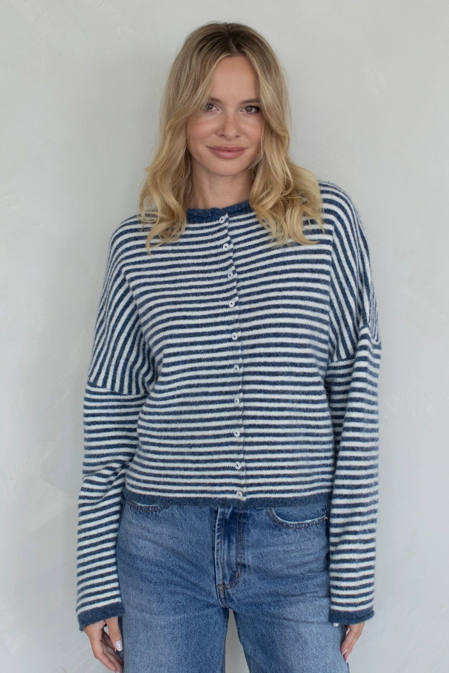 Church Girl Knit - Navy Stripe