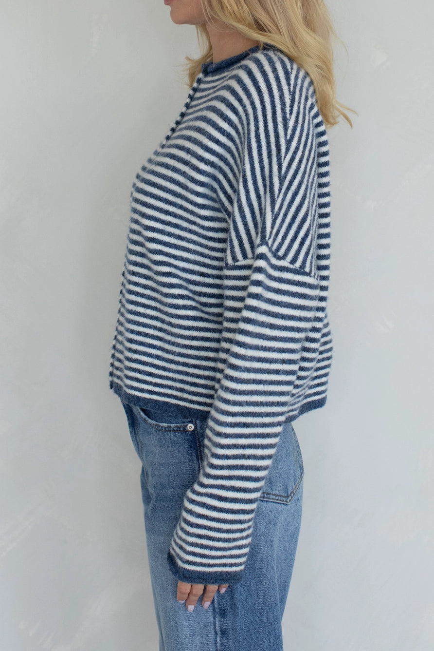 Church Girl Knit - Navy Stripe