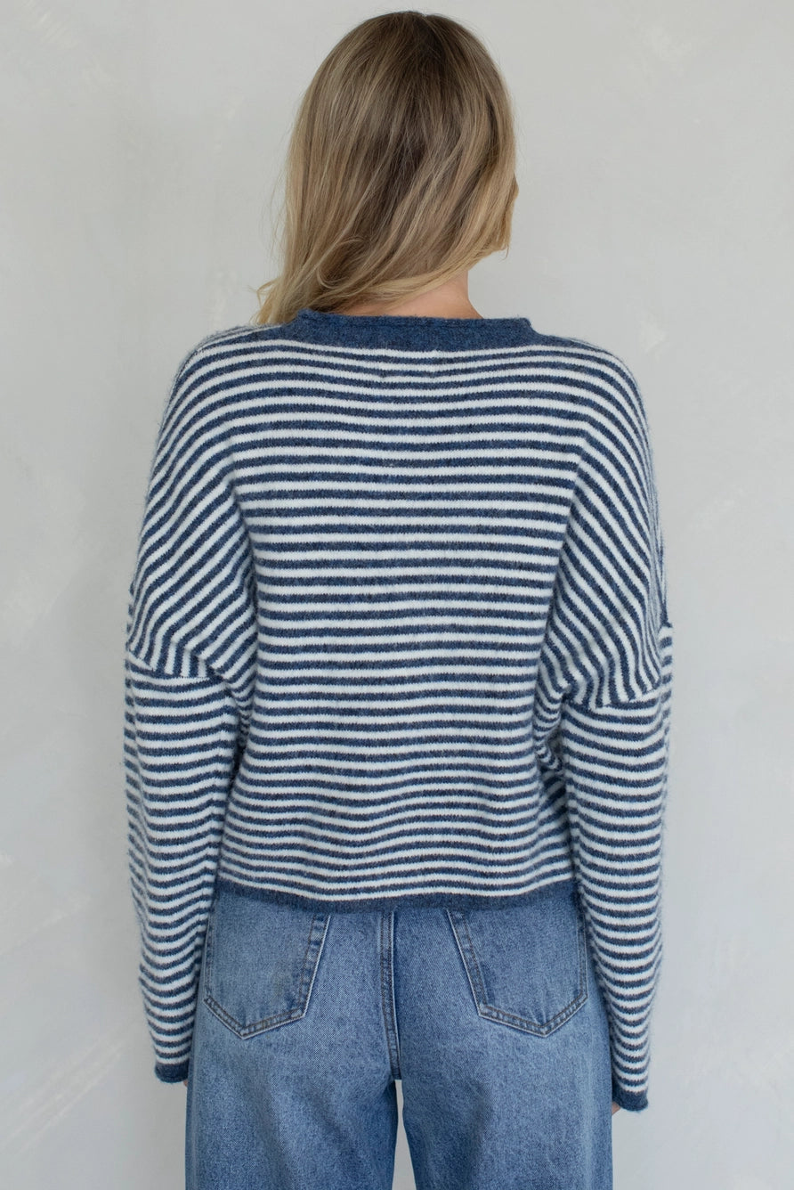 Church Girl Knit - Navy Stripe