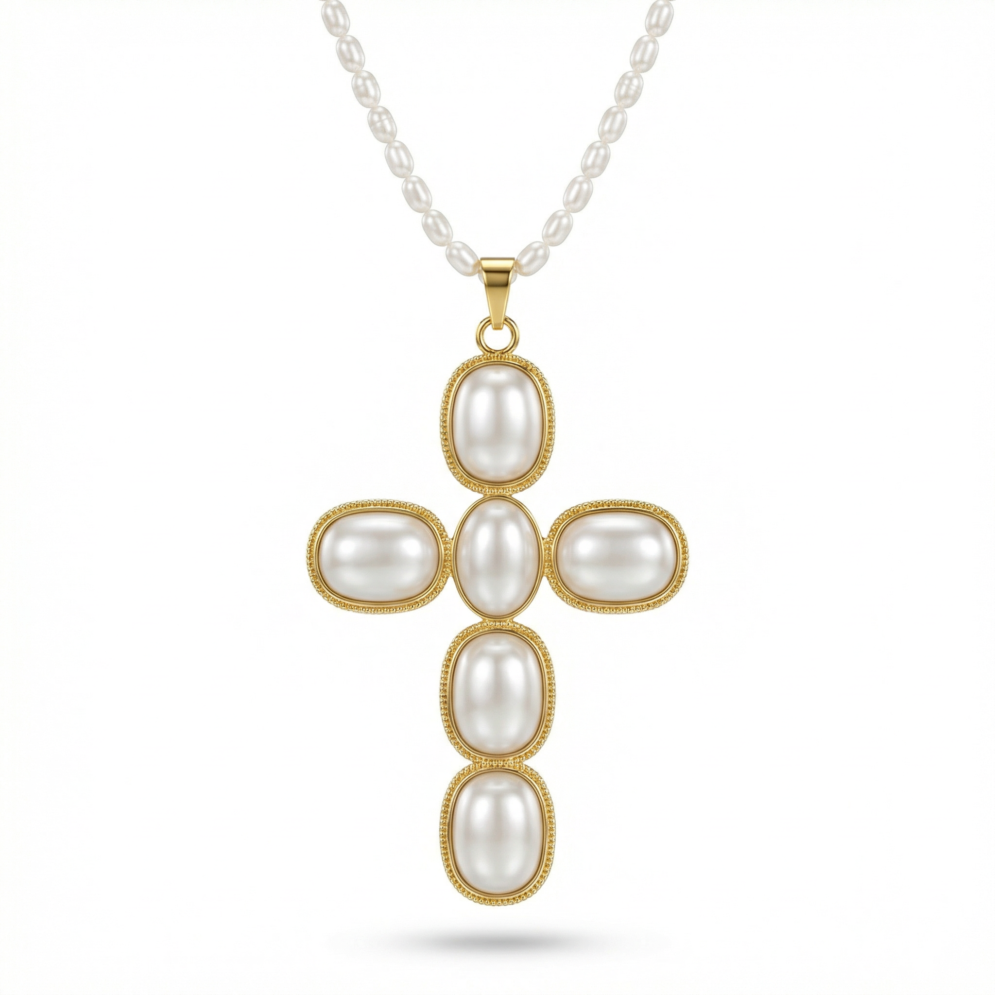 Chloe Pearl Cross Necklace