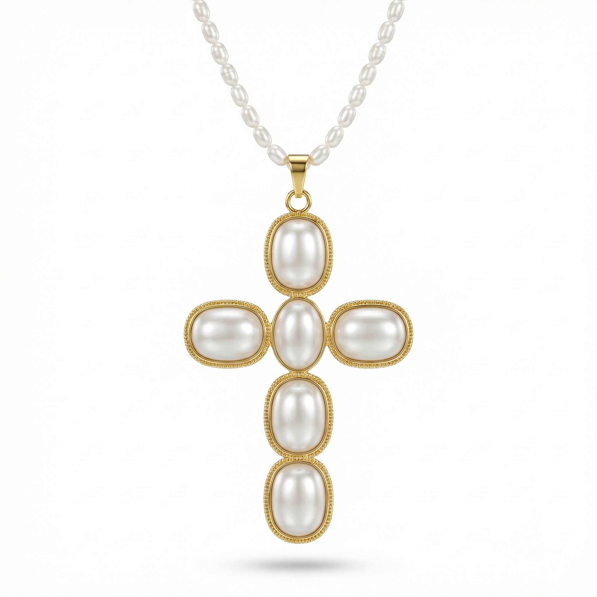 Chloe Pearl Cross Necklace