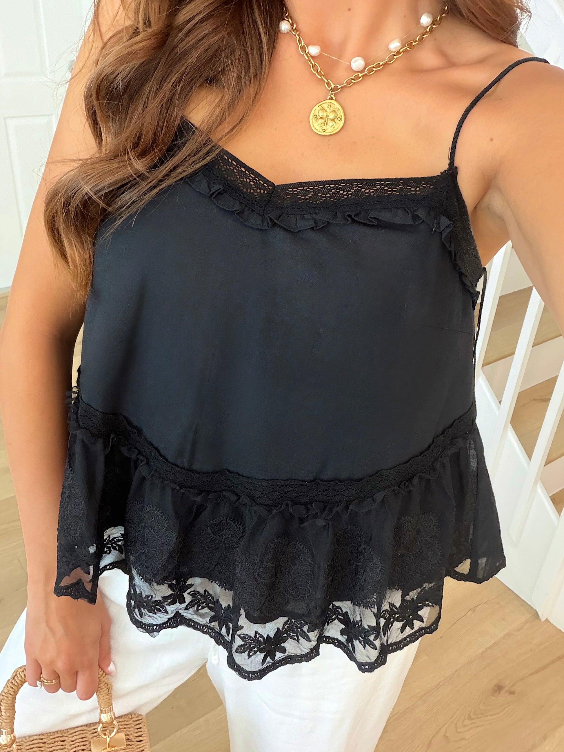 Darcy Lace Tank - Black