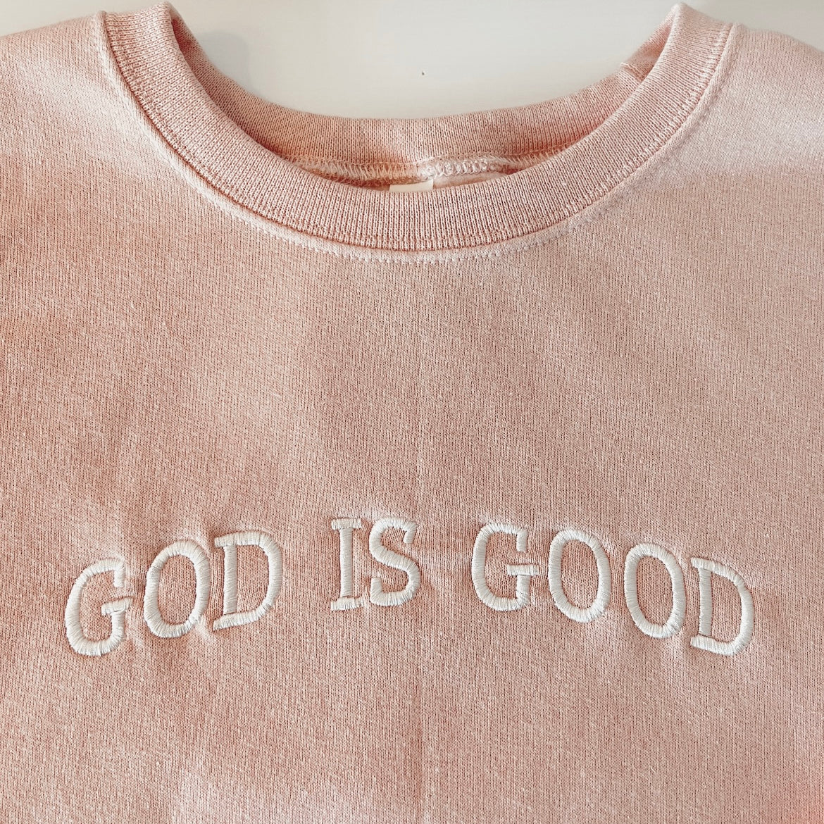 Pink 'God Is Good' Crewneck