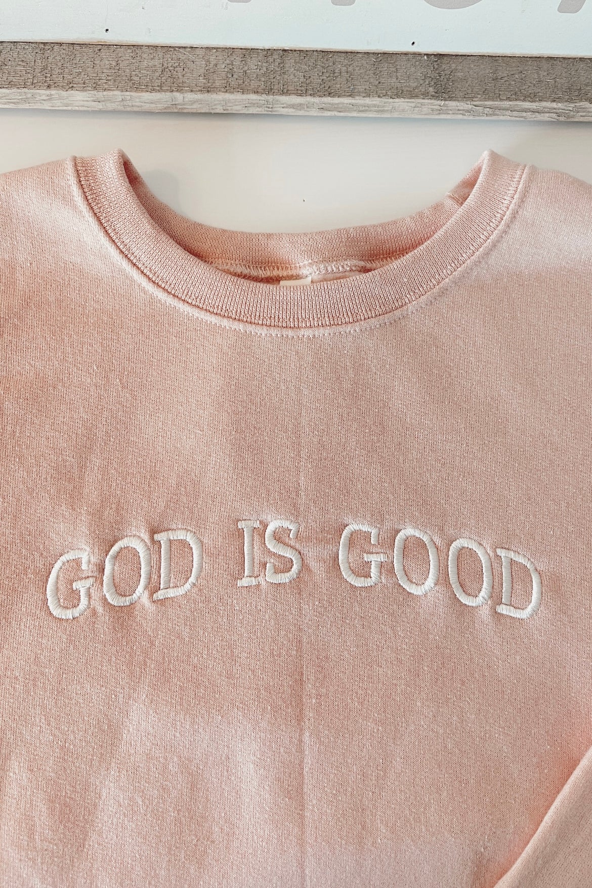 Pink 'God Is Good' Crewneck