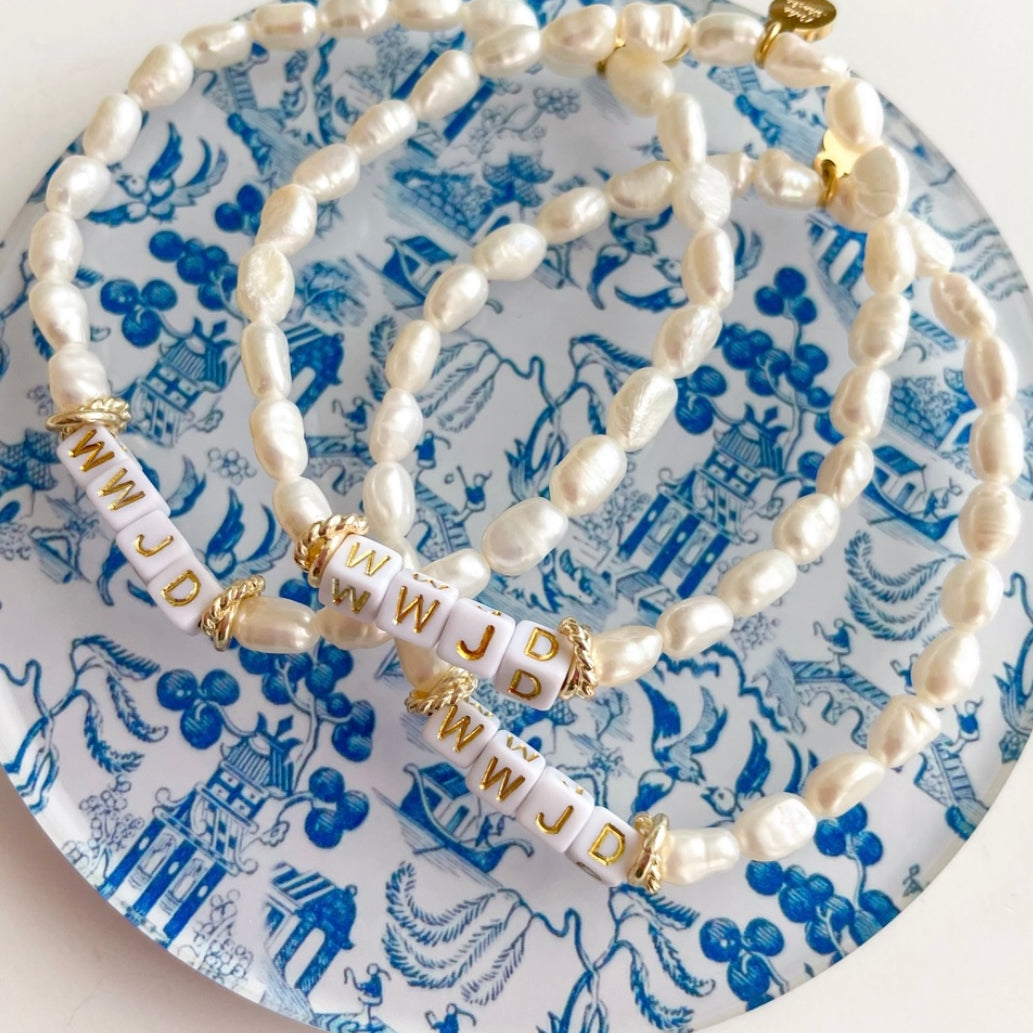 Pearl WWJD Bracelet