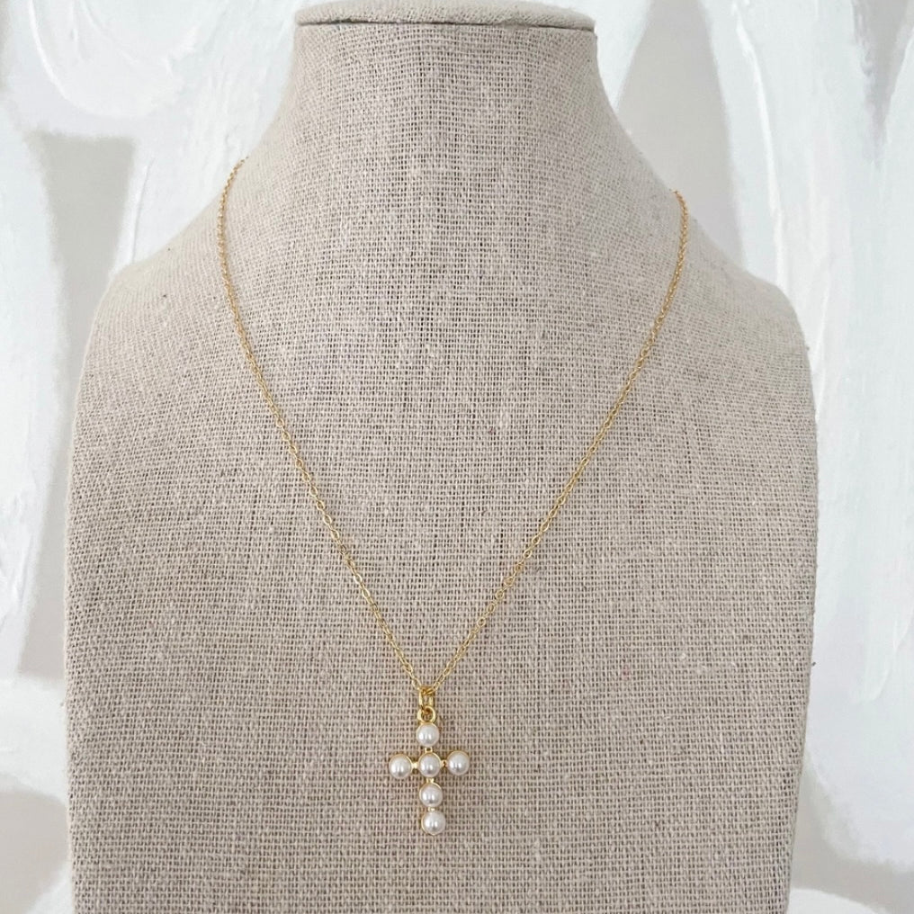 Pearl Cross Statement Necklace