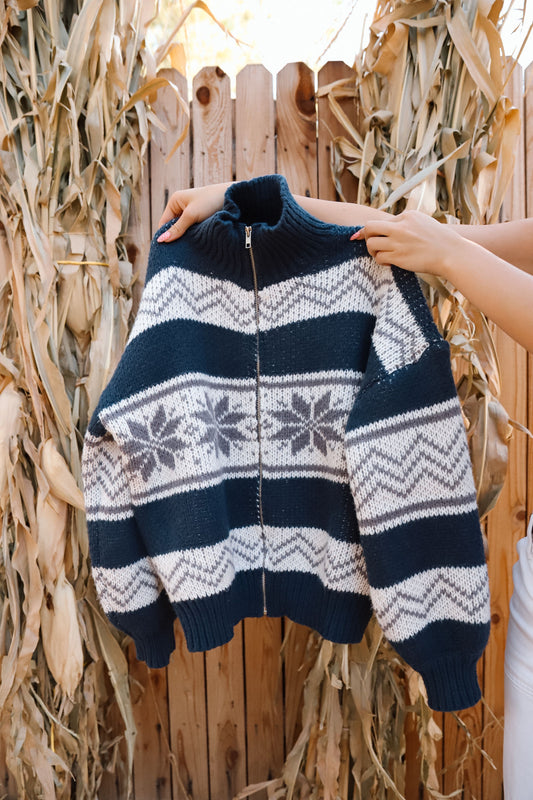 HERITAGE SWEATER JACKET - NAVY