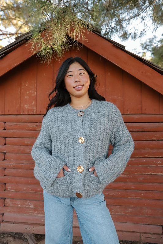 AMELIA CARDIGAN - CHARCOAL