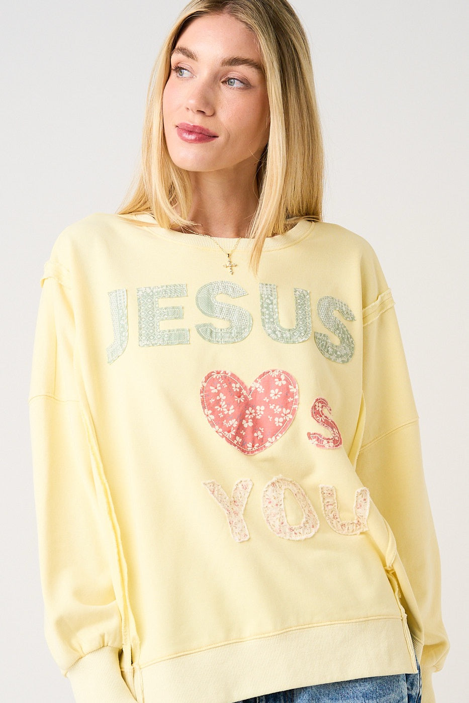 Jesus Loves You Crew - Yellow