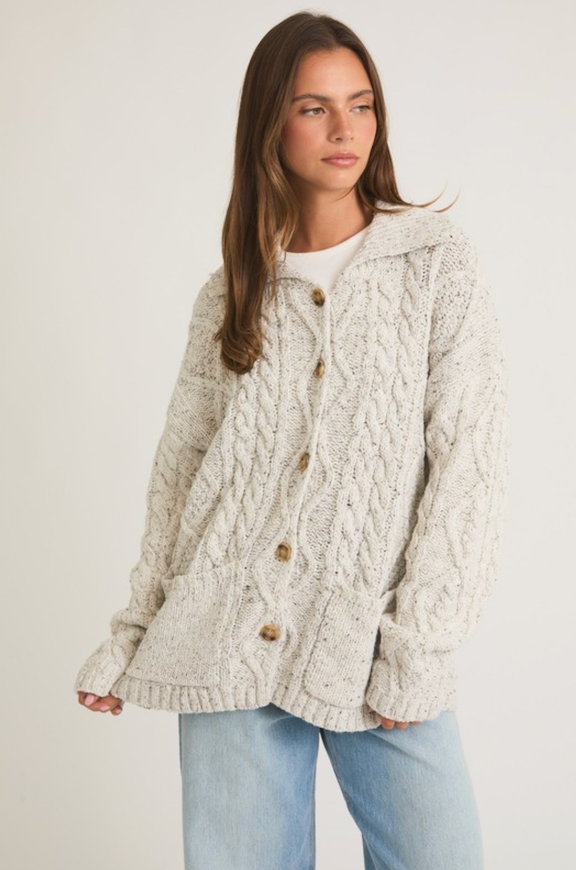 RENNA CHUNKY CARDIGAN - OAT