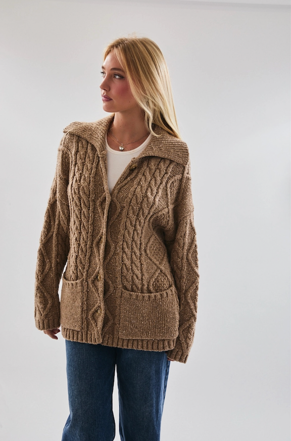 RENNA CHUNKY CARDGIAN - ESPRESSO