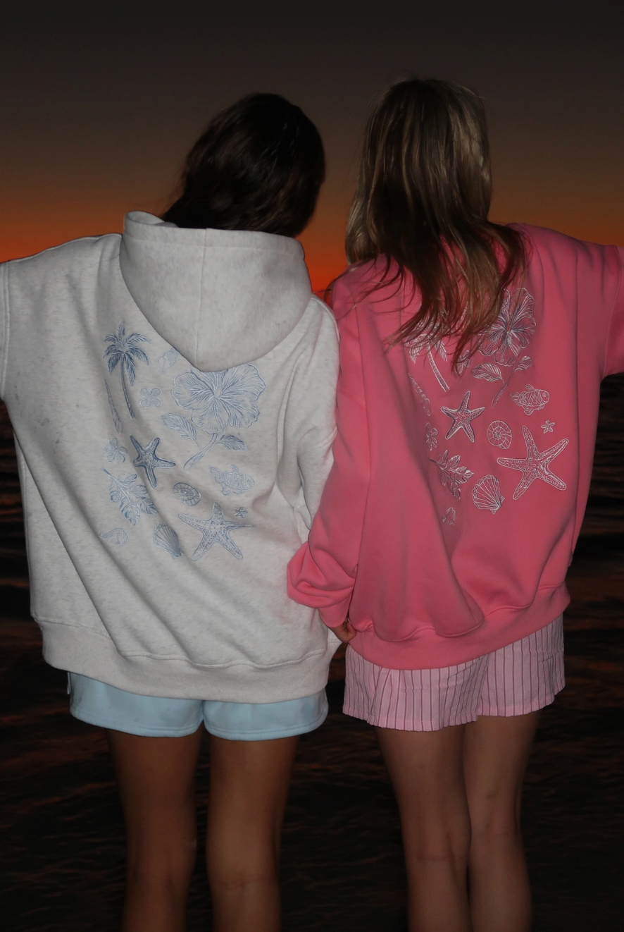 Coastal Treasures Embroidered Hoodie - Pink