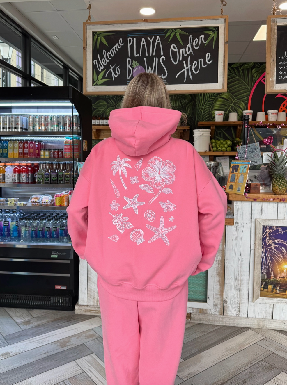 Coastal Treasures Embroidered Hoodie - Pink