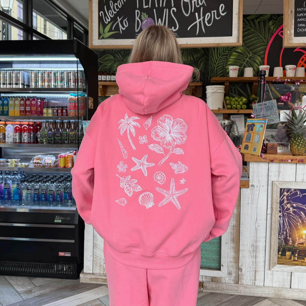 Coastal Treasures Embroidered Hoodie - Pink