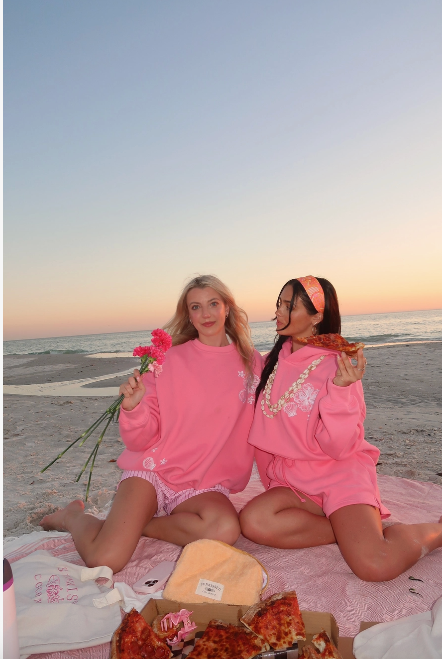 Coastal Treasures Embroidered Hoodie - Pink