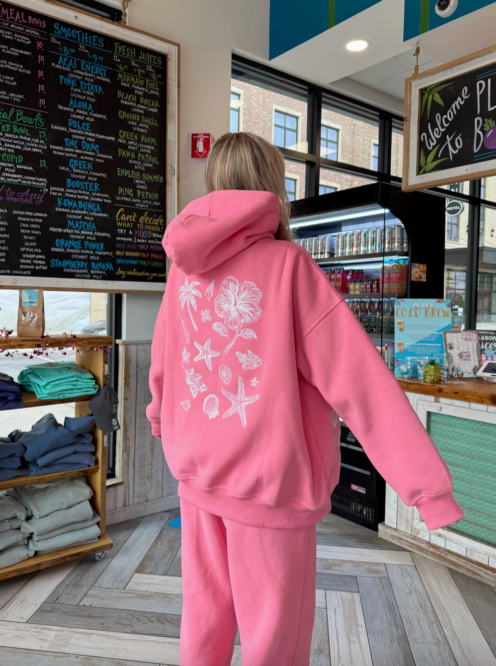 Coastal Treasures Embroidered Hoodie - Pink
