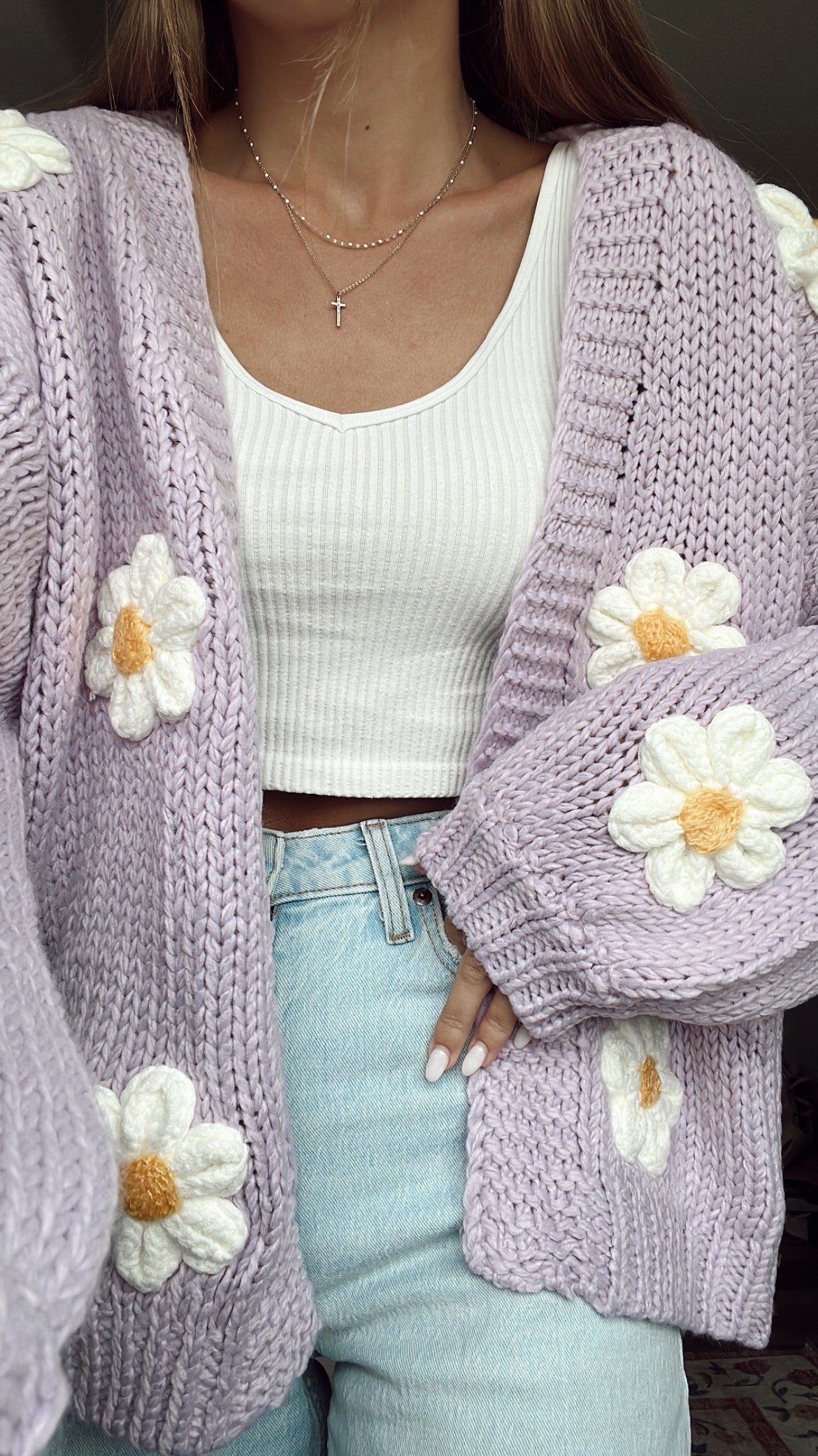 LAVENDER SUMMER DAISY CARIDGAN