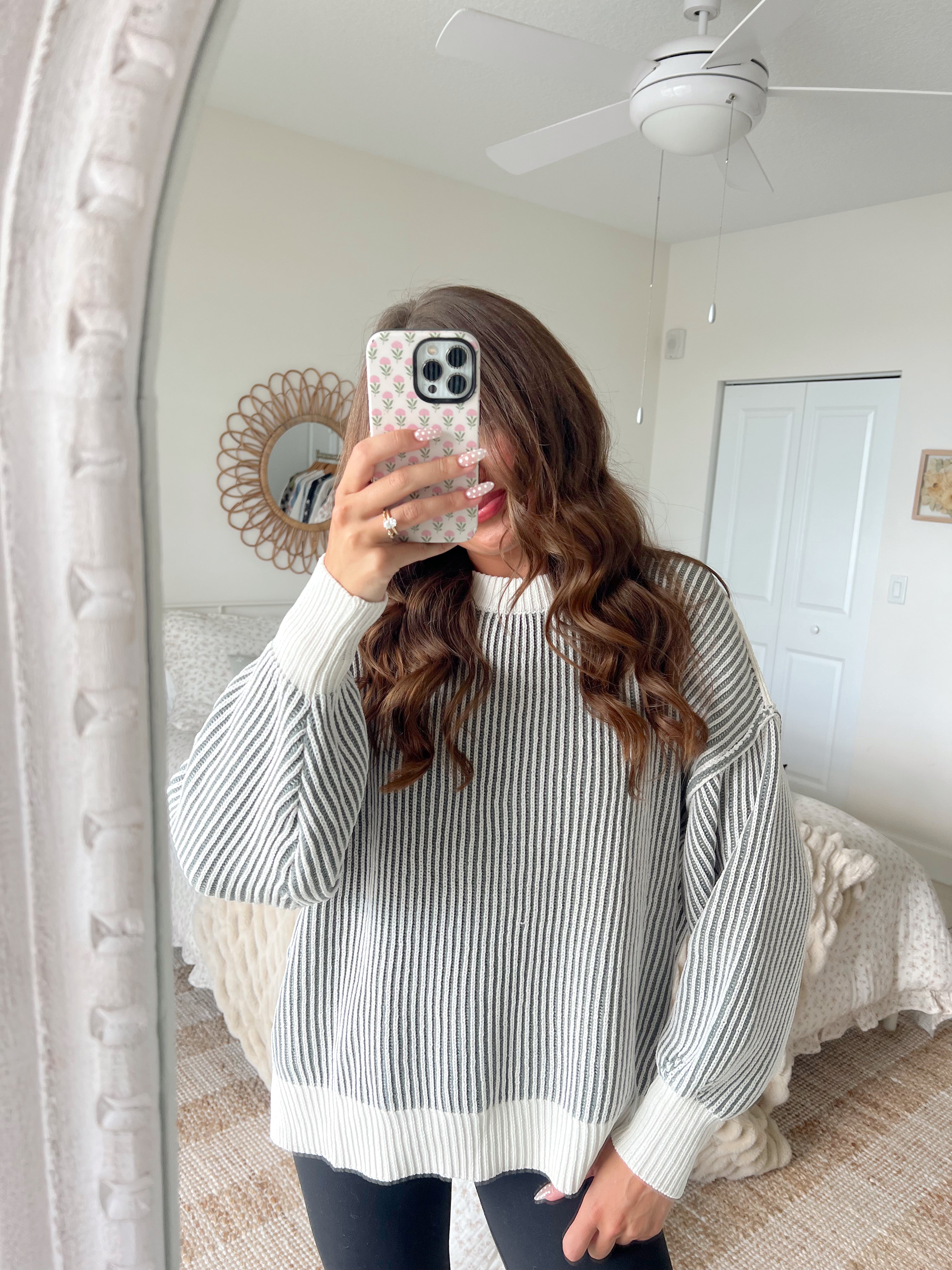 Willow Striped Sweater - Olive