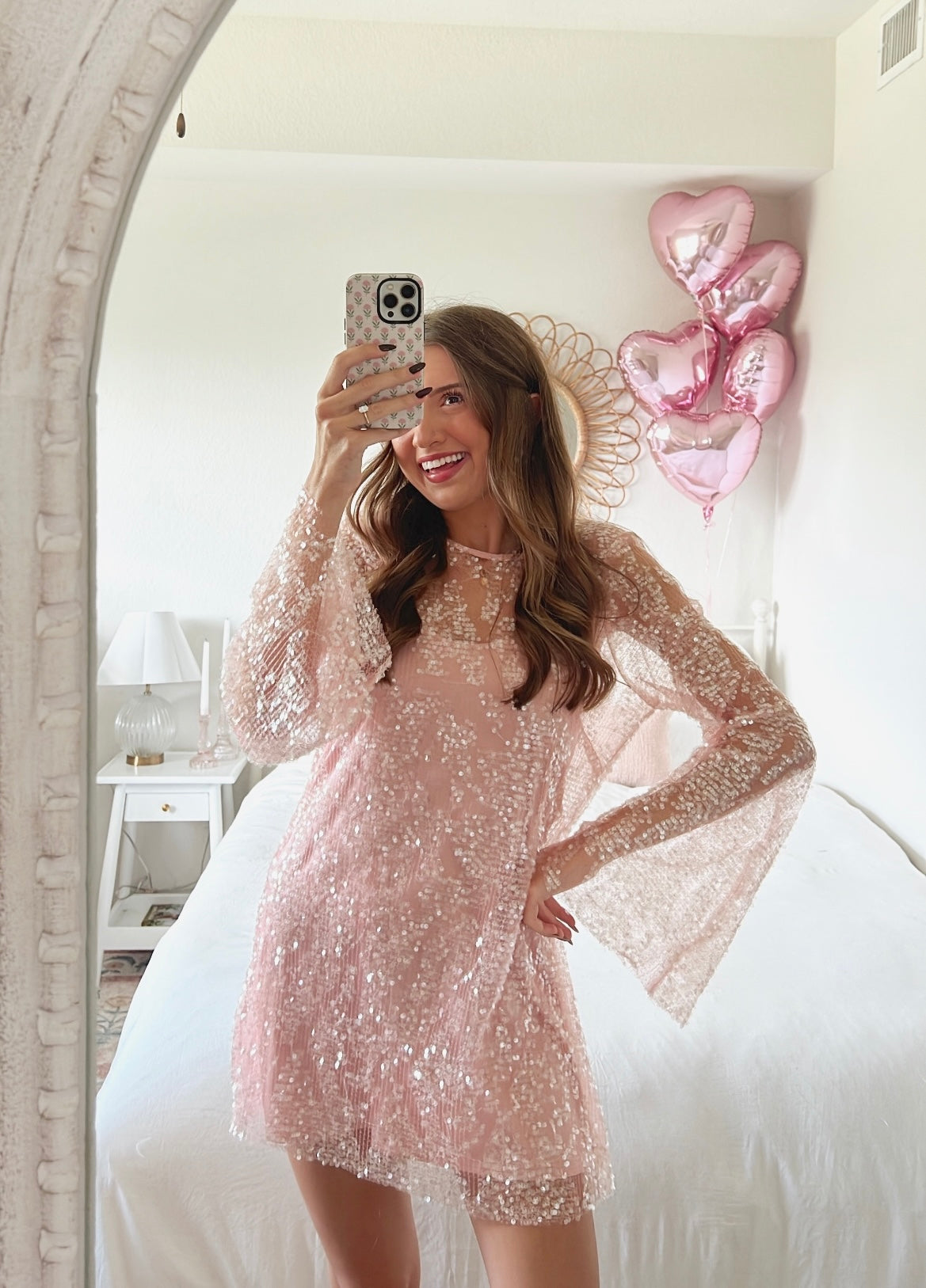 MAKE THE WHOLE PLACE SHIMMER DRESS - PINK