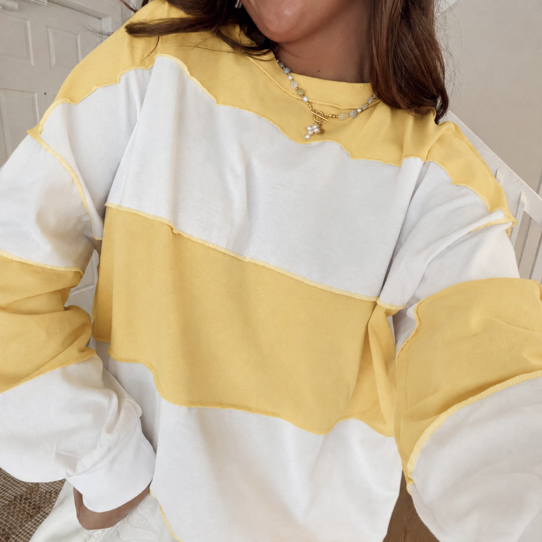 Millie Oversized Stripe Crew - Yellow