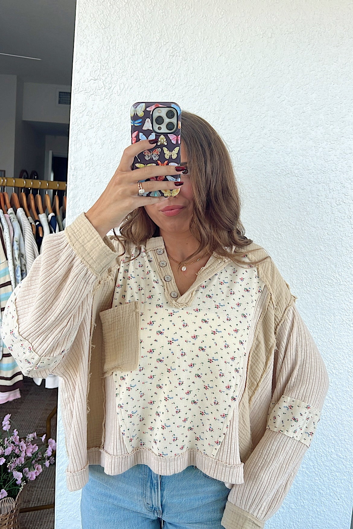 Harvest  Patchwork Hoodie Top