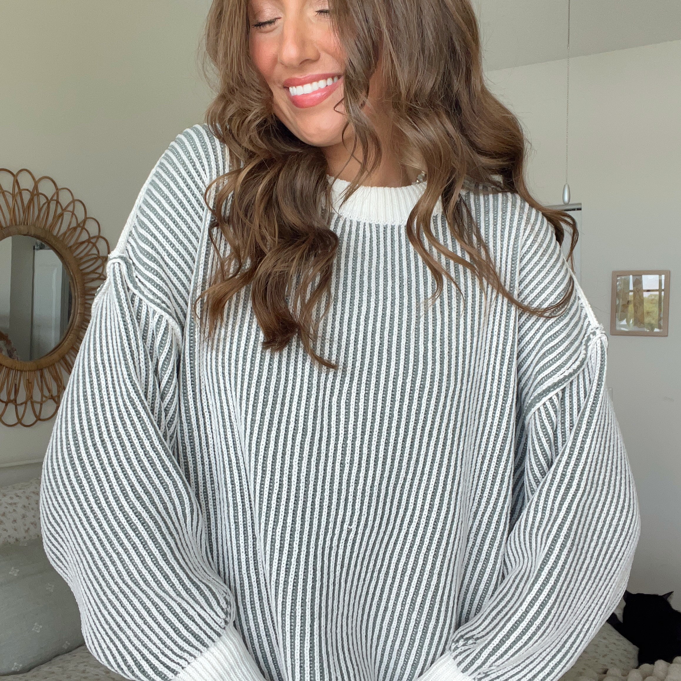 Willow Striped Sweater - Olive