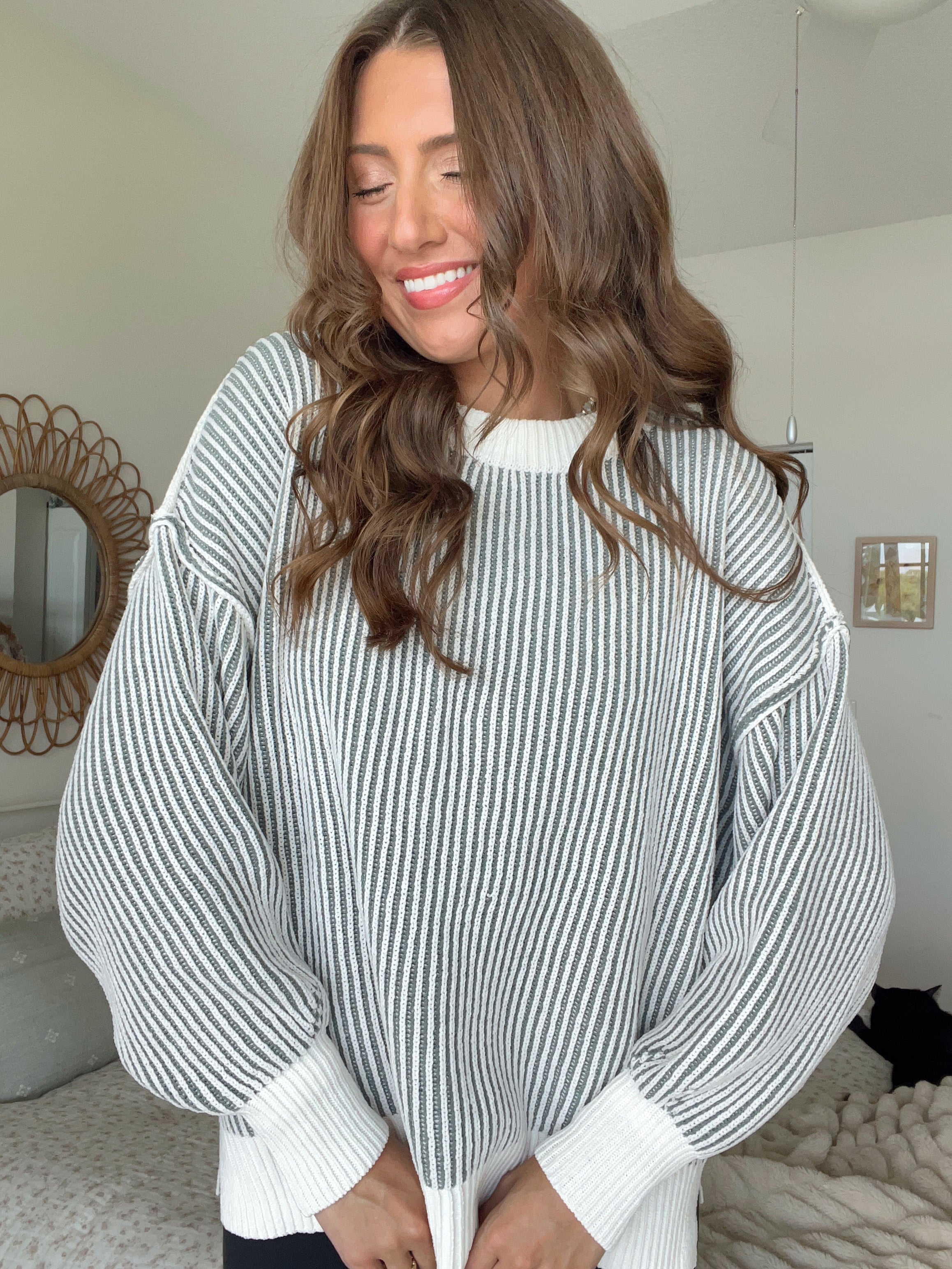 Willow Striped Sweater - Olive