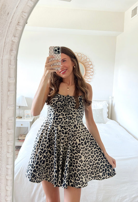 LEOPARD MINI CORSET DRESS