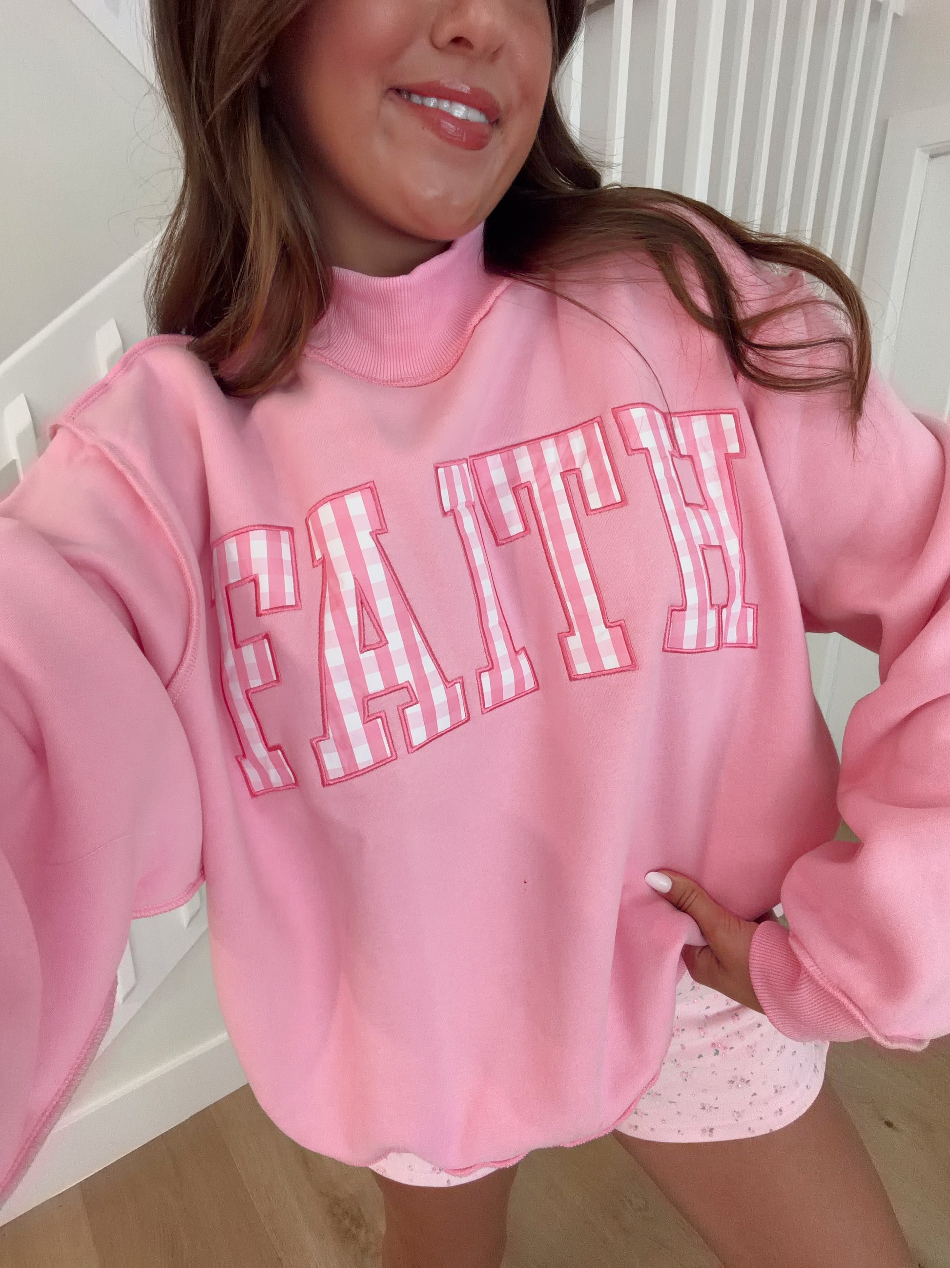 Gingham Faith Mockneck