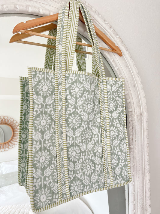 SAGE FLORAL TOTE