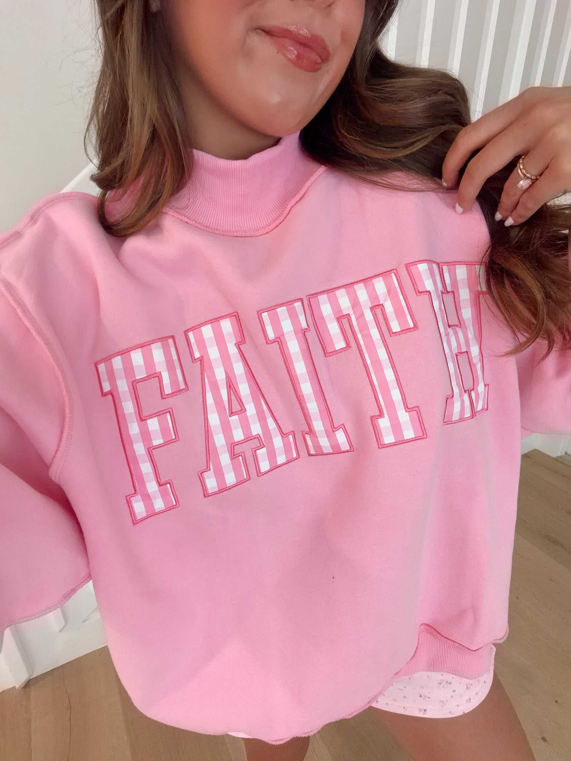Gingham Faith Mockneck