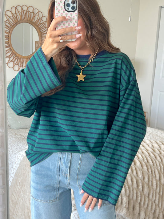 PINES STRIPED TOP - EVERGREEN