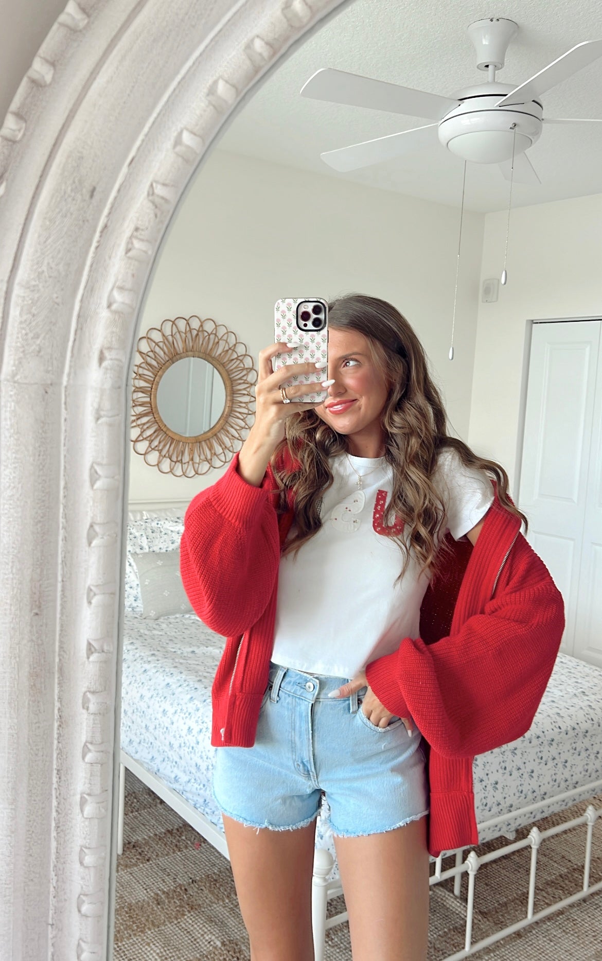 LULANI ZIP UP CARDI - FIRECRACKER RED