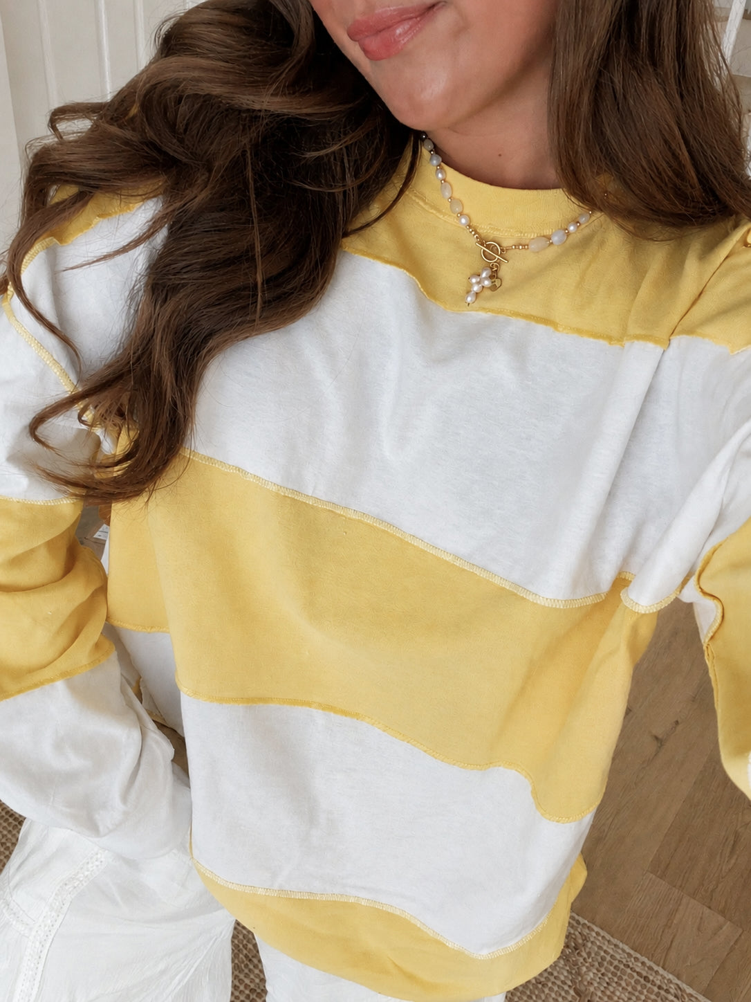 Millie Oversized Stripe Crew - Yellow