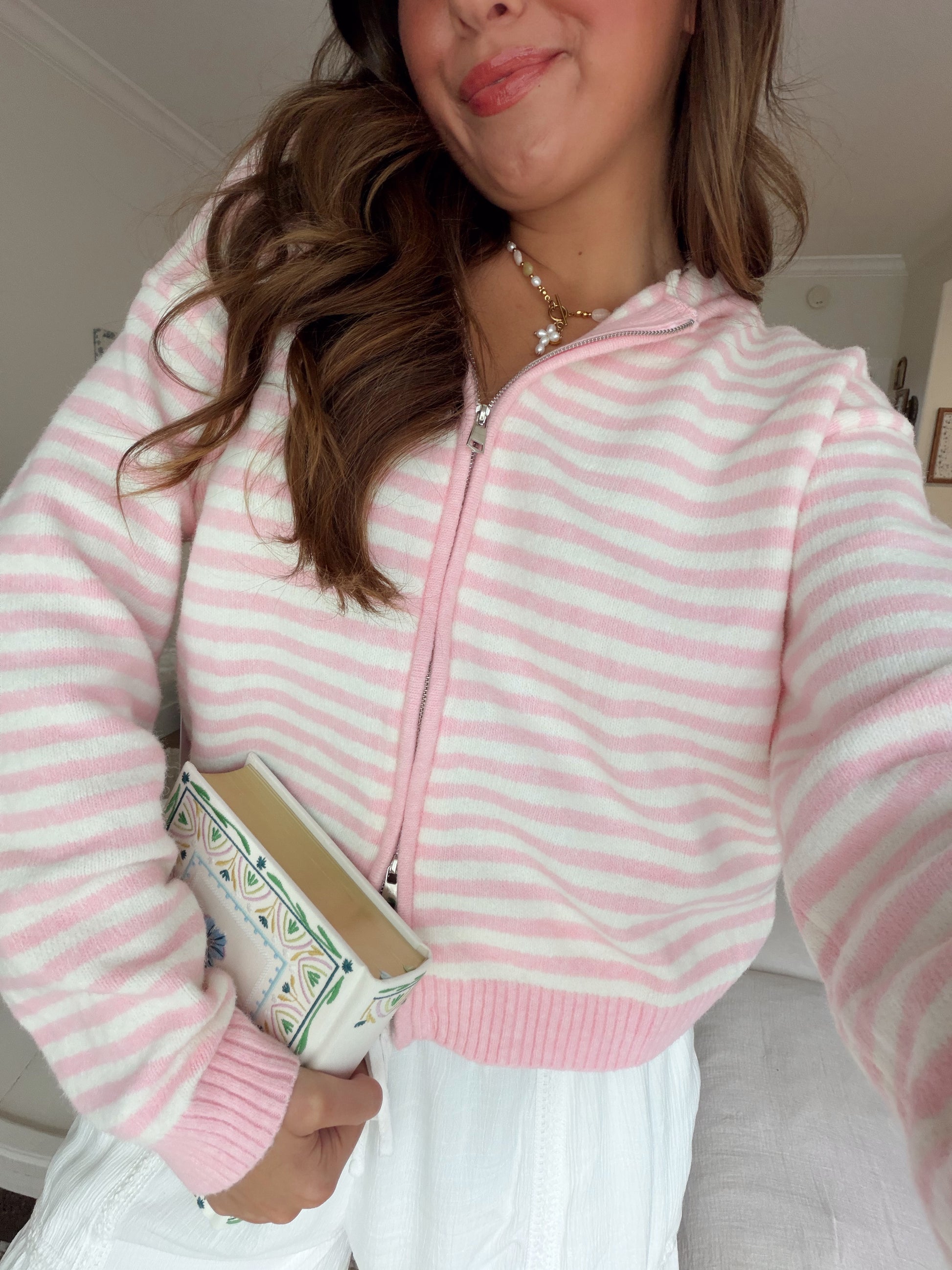 Strawberry Stripe Zip Up